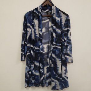 Ali Miles Navy and White Abstract Cardigan